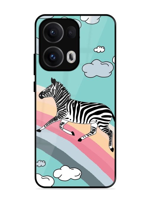 Zebra On A Rainbow Glossy Soft Edge Case for Oppo Reno 13 Pro (5G)