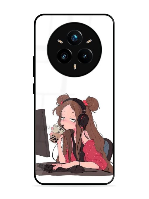 Girl Playing On Pc Glossy Soft Edge Case for Realme 14 Pro Plus (5G)