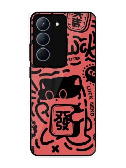 Lucky Cat Doodle Glossy Soft Edge Case for Realme 14X (5G)