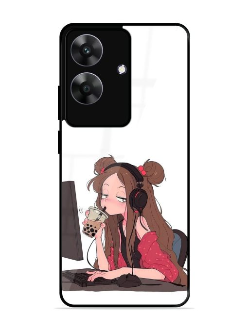 Girl Playing On Pc Glossy Soft Edge Case for Realme C61