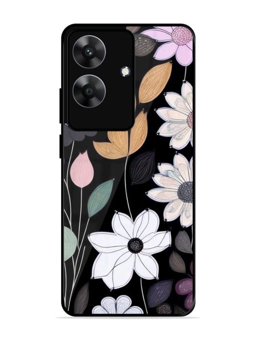 Whimsical Blooms On Black Glossy Soft Edge Case for Realme C61