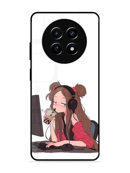 Girl Playing On Pc Glossy Soft Edge Case for Realme Narzo N65 (5G)