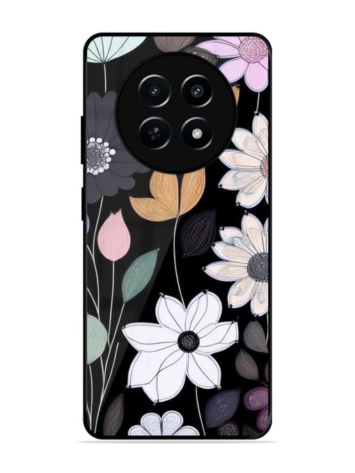 Whimsical Blooms On Black Glossy Soft Edge Case for Realme Narzo N65 (5G)