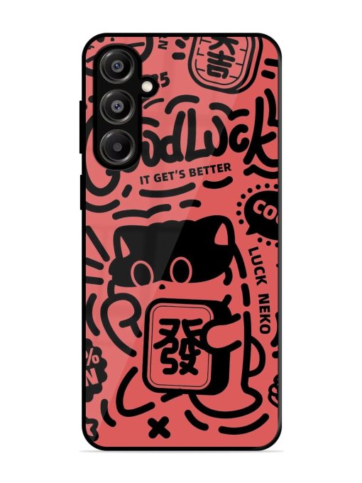 Lucky Cat Doodle Glossy Soft Edge Case for Samsung Galaxy A16 (5G)