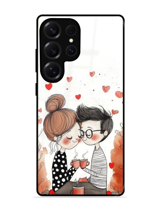 Couple Seating With Coffee Glossy Soft Edge Case for Samsung Galaxy S25 Ultra (5G)