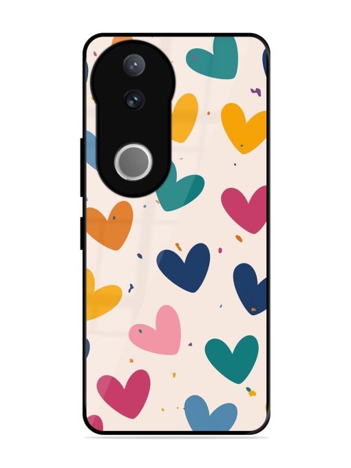 Rainbow Hearts Glossy Soft Edge Case for Vivo V50 (5G)