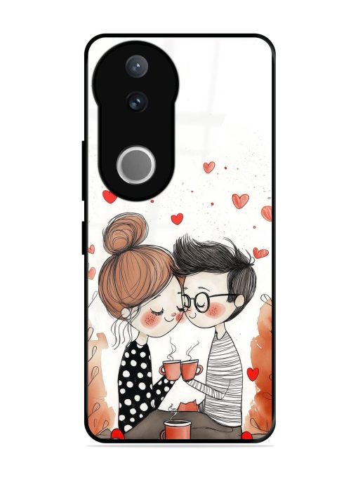 Couple Seating With Coffee Glossy Soft Edge Case for Vivo V50 (5G)