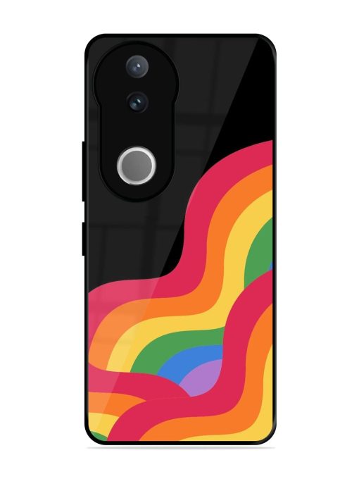 Wavy Rainbow Glossy Soft Edge Case for Vivo V50 (5G)