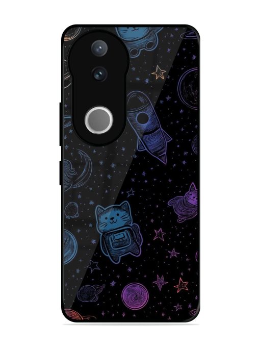 Cosmic Cat Chaos Glossy Soft Edge Case for Vivo V50 (5G)