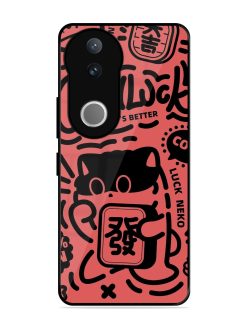 Lucky Cat Doodle Glossy Soft Edge Case for Vivo V50 (5G)
