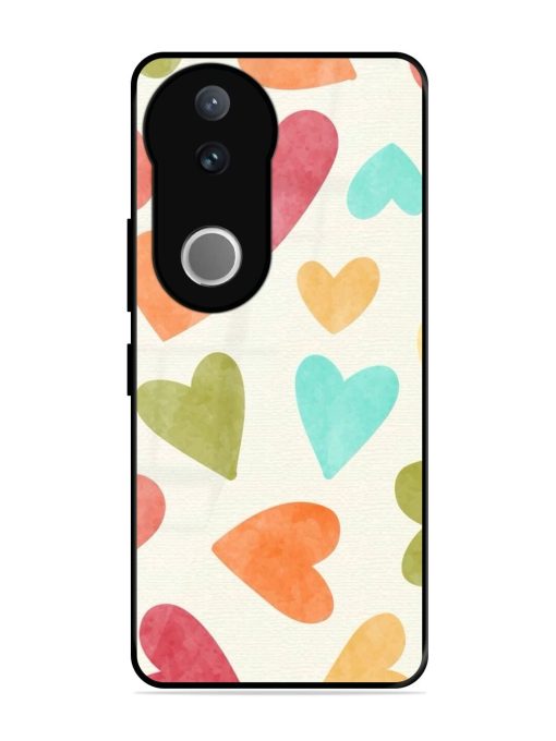 Watercolor Hearts Glossy Soft Edge Case for Vivo V50 (5G)