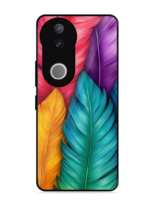 Rainbow Feathers Glossy Soft Edge Case for Vivo V50 (5G)