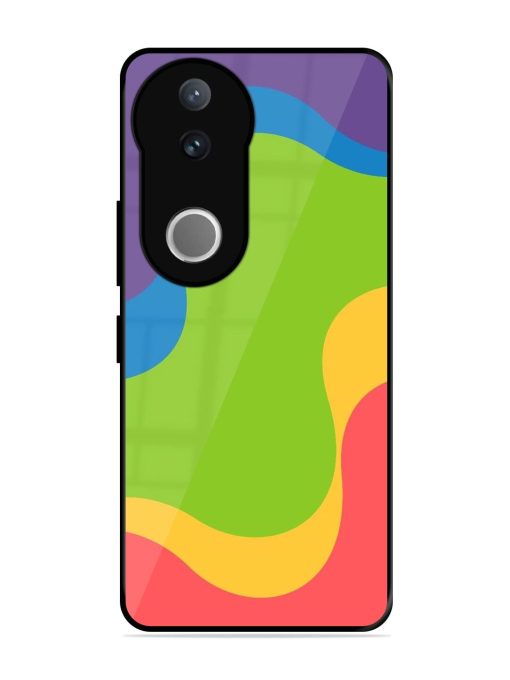 Wavy Rainbow Wonderland Glossy Soft Edge Case for Vivo V50 (5G)