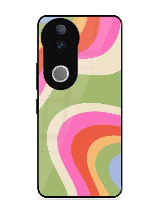Wavy Rainbow Wonderland Glossy Soft Edge Case for Vivo V50 (5G)