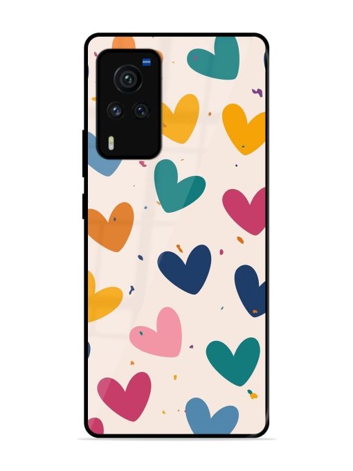 Rainbow Hearts Glossy Soft Edge Case for Vivo X60 Pro