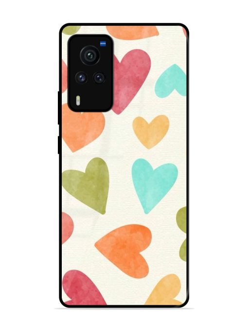 Watercolor Hearts Glossy Soft Edge Case for Vivo X60 Pro