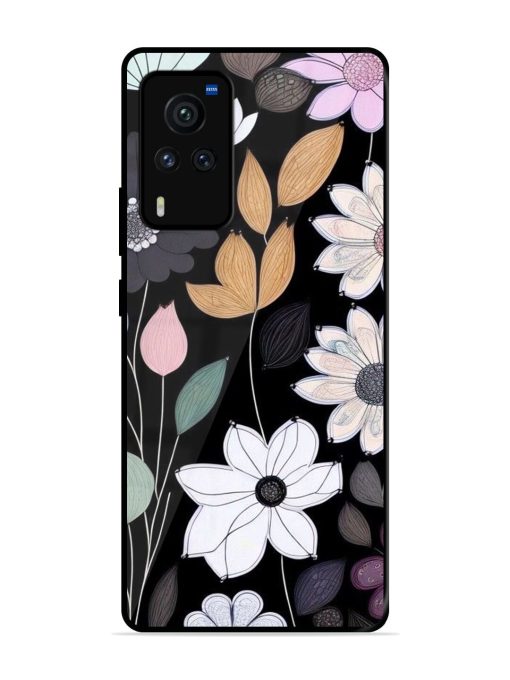 Whimsical Blooms On Black Glossy Soft Edge Case for Vivo X60 Pro