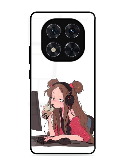 Girl Playing On Pc Glossy Soft Edge Case for Xiaomi Redmi Note 14 Pro (5G)